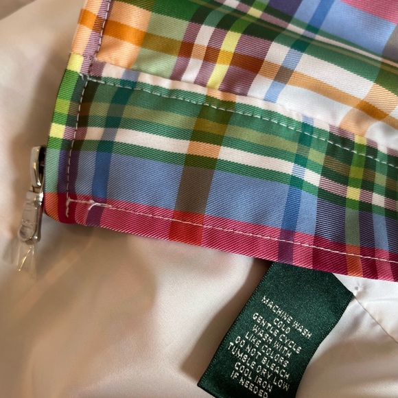 L-RL LAUREN ACTIVE Jacket Ralph Lauren Windbreaker Plaid Pastel - Picture 8 of 11